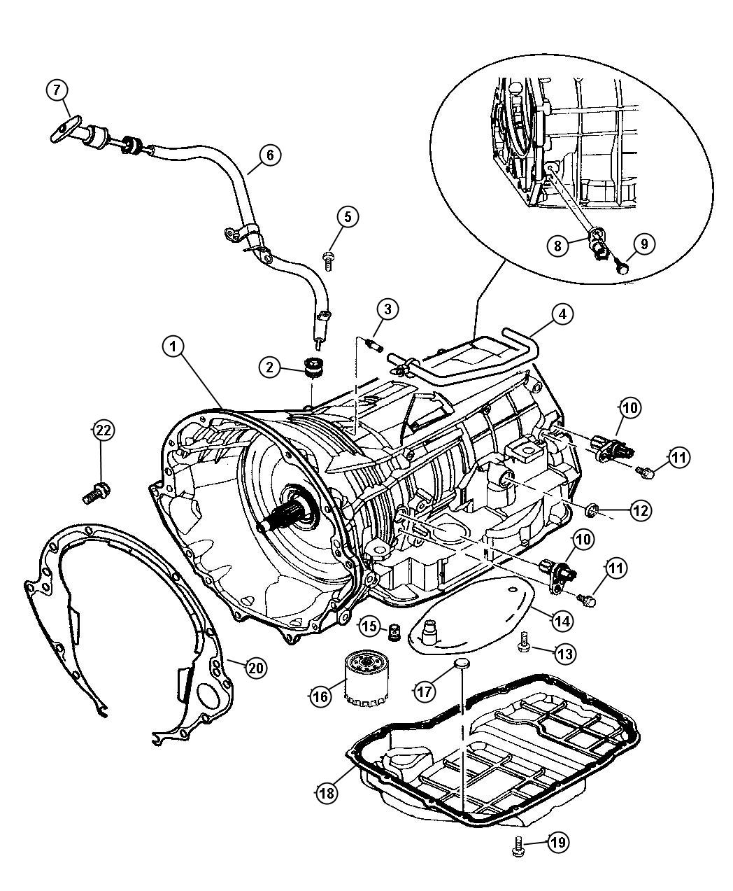 Diagram Case and Related Parts 45RFE [Transmission-Multi-Speed Auto, 45RFE]. for your Jeep Liberty  