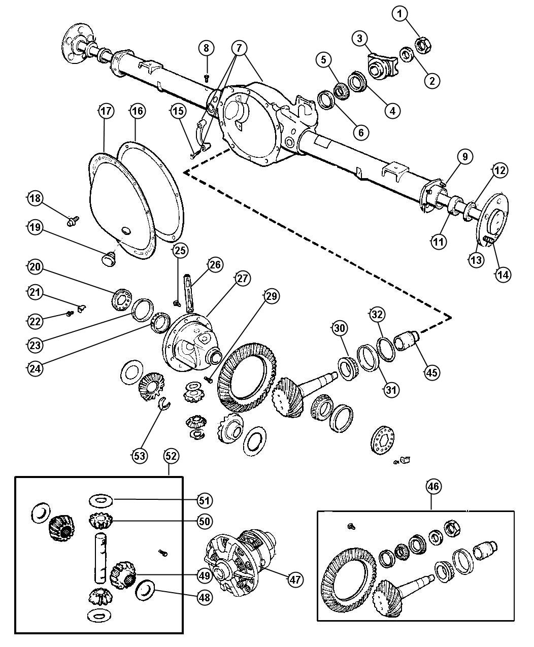 Diagram Axle,Rear,with Differential and Carrier,Chrysler Model 8.25. for your 2014 Dodge Journey  R/T 