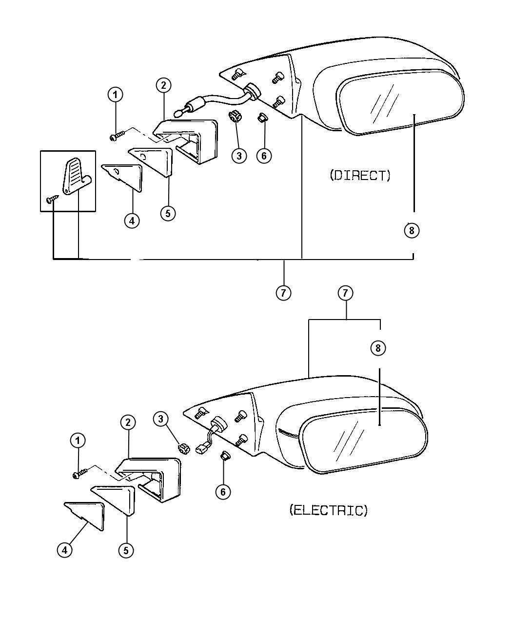 Diagram Mirror, Exterior. for your Chrysler