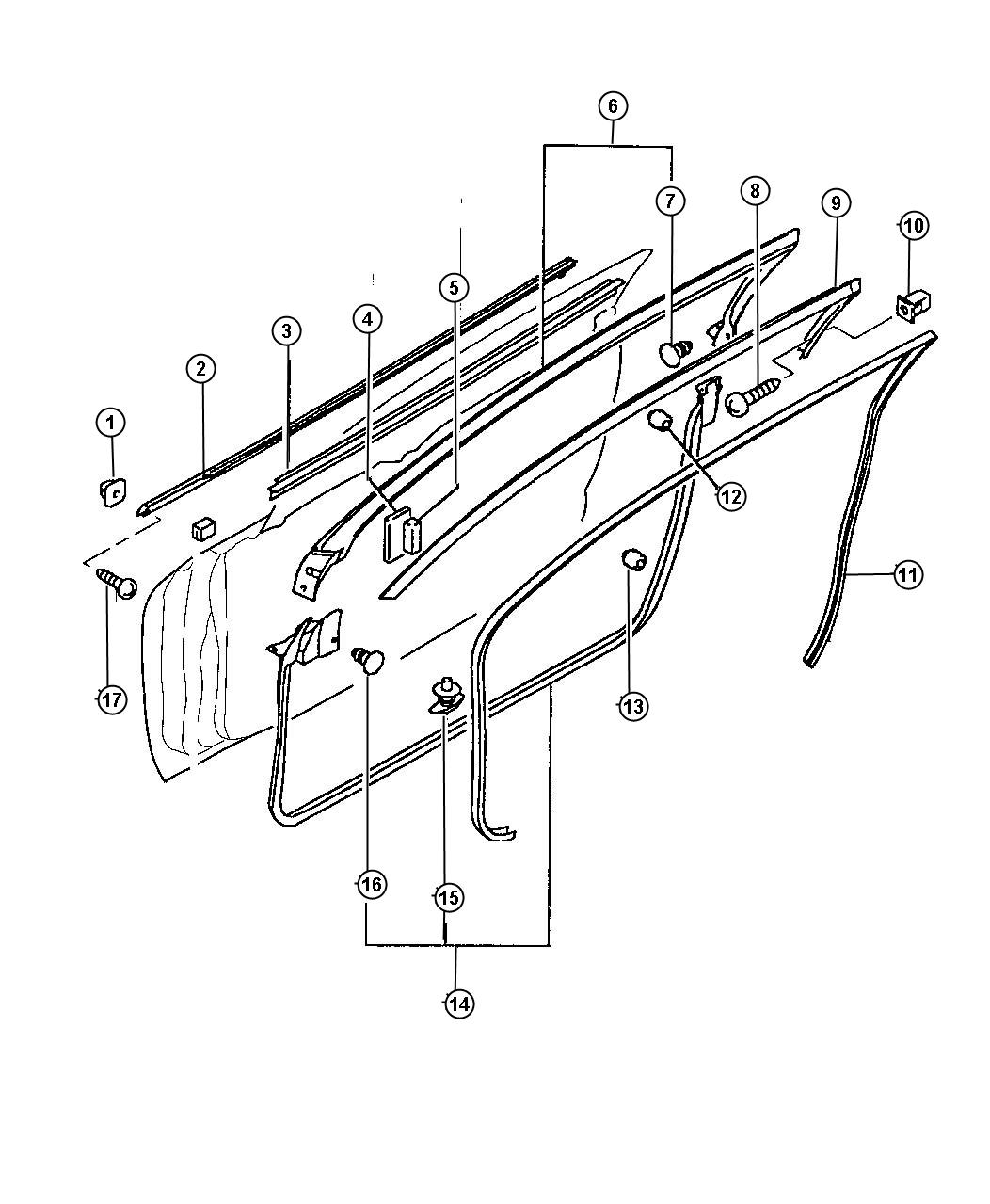 Diagram Door, Front - Weatherstrips. for your Chrysler 300 M 