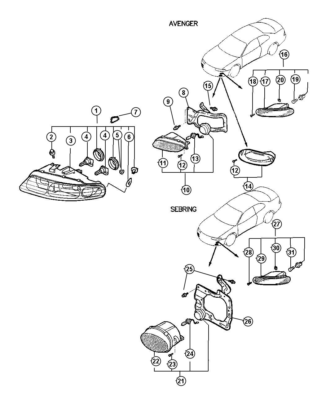 Diagram Lamps Front. for your Chrysler 300  M