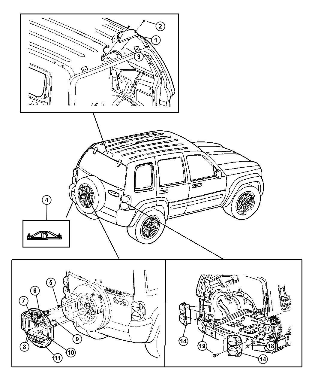 Diagram Lamp, Rear. for your Jeep Liberty  