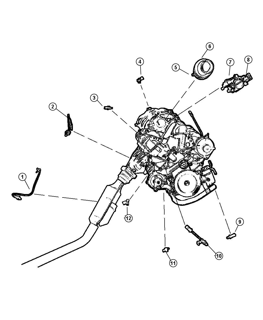 Diagram Sensors, Engine 3.3, 3.8 (EGA,EGH, EGM). for your 2001 Chrysler Town & Country   