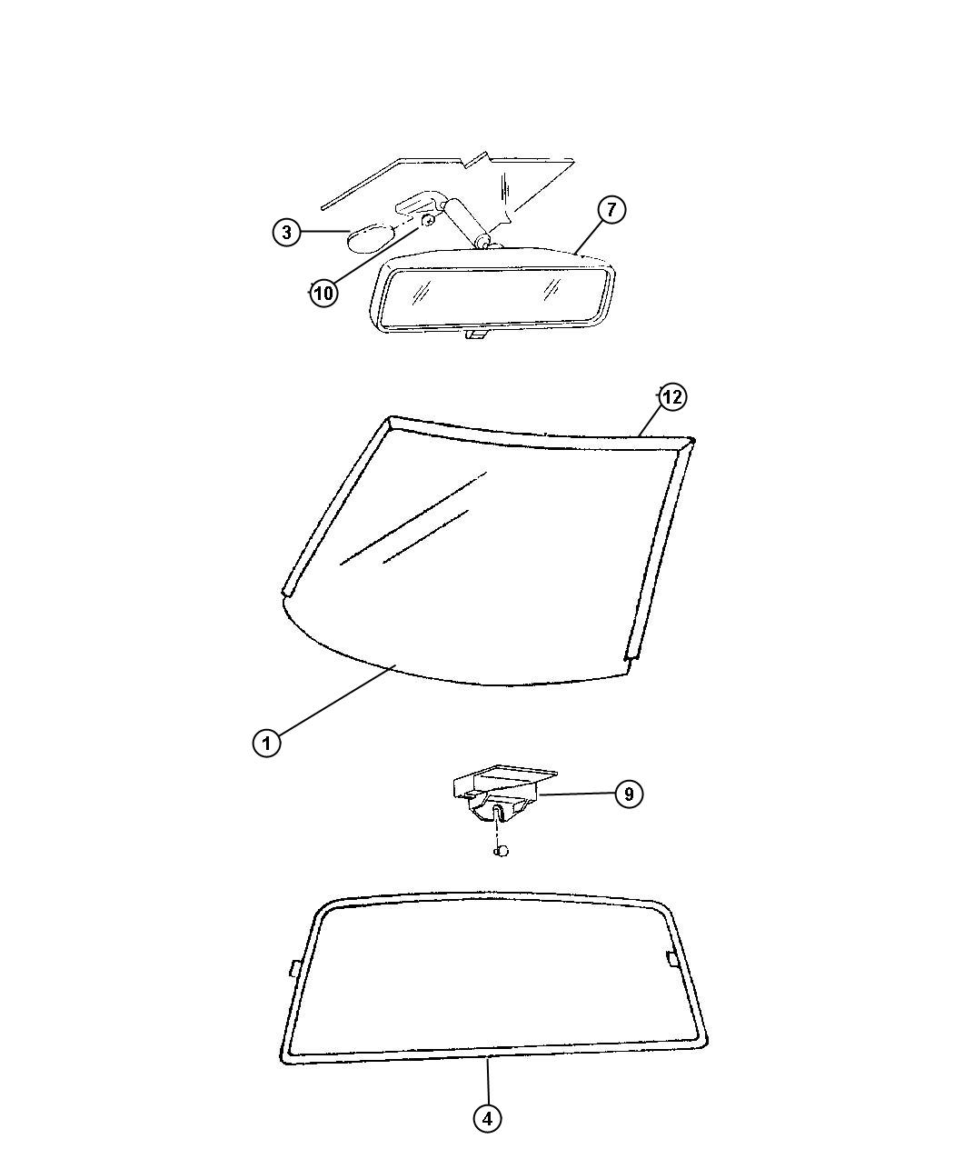 Diagram Glass, Windshield , Backlite , Quarter and Mirror. for your Chrysler 300  M