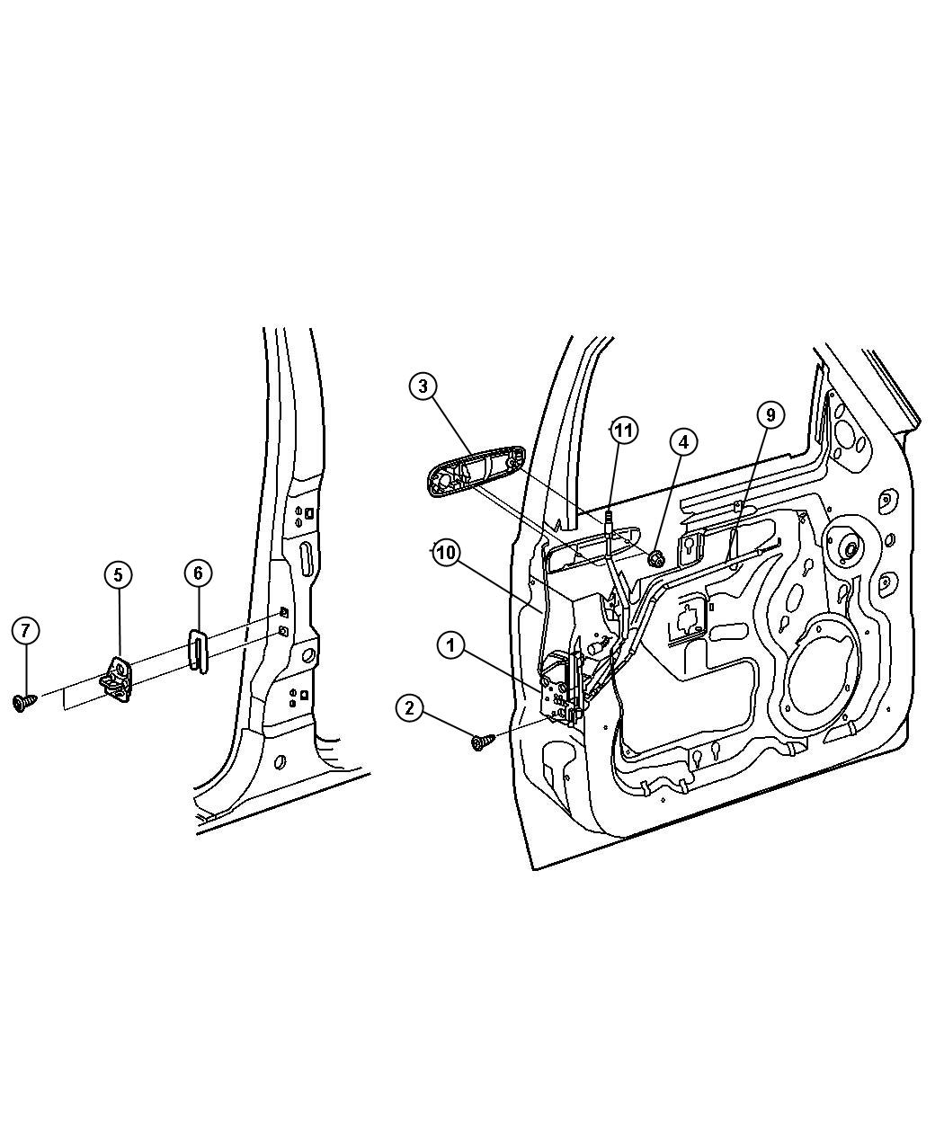 Diagram Door , Front - Lock and Controls. for your Chrysler 300  M