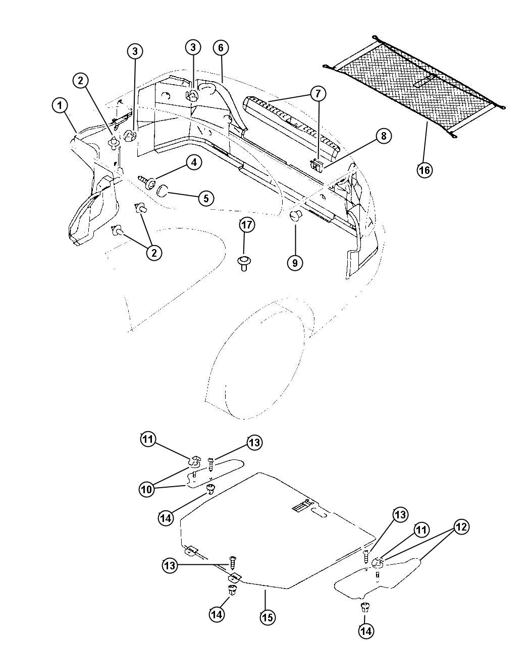 Diagram Trunk Room Trim. for your 2000 Chrysler 300  M 