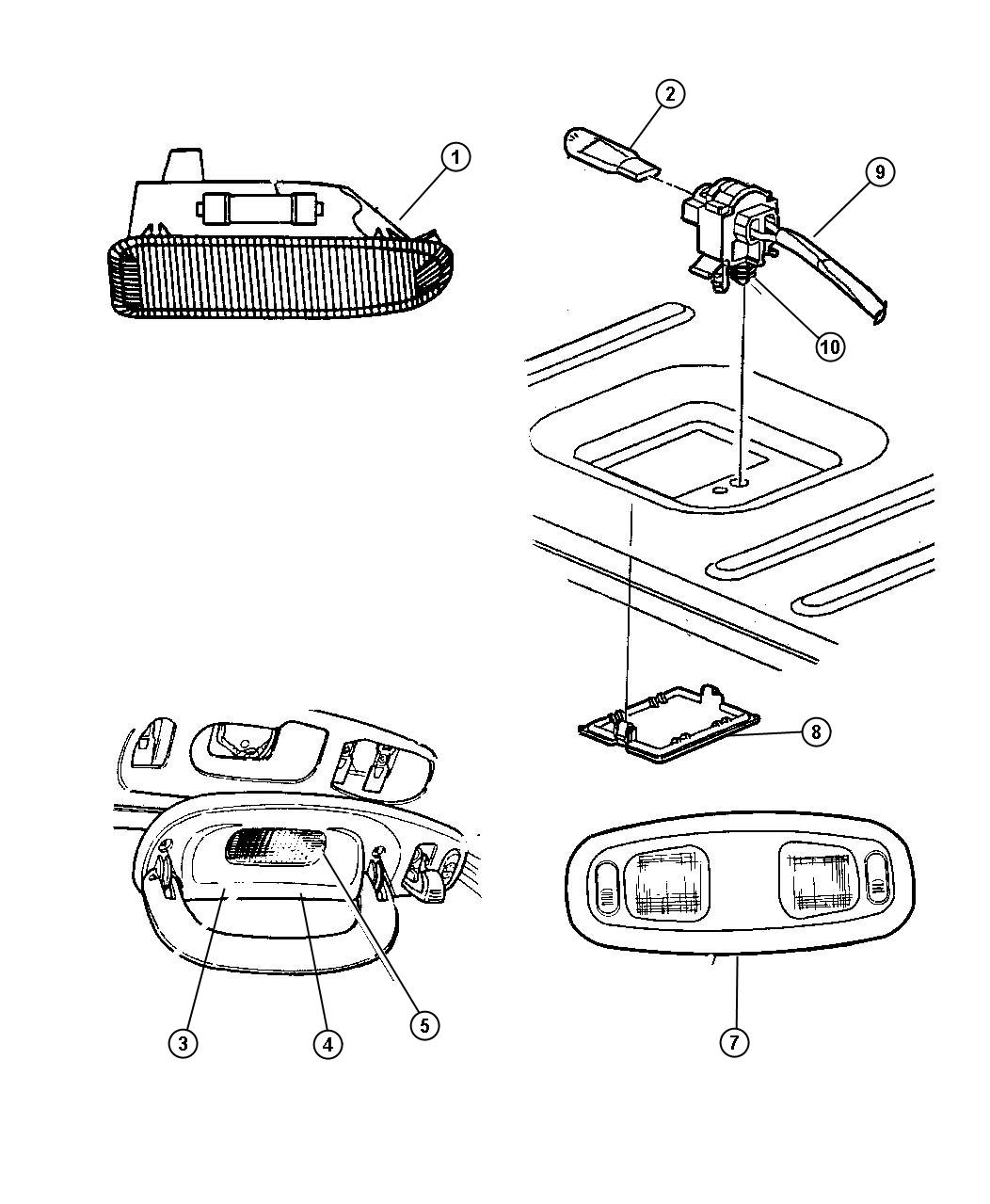 Diagram Lamps-Cargo, Dome and Courtesy. for your Chrysler