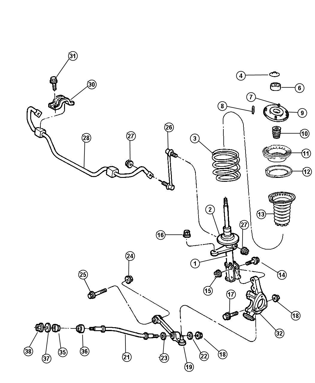 Diagram Suspension, Front. for your Dodge Intrepid  