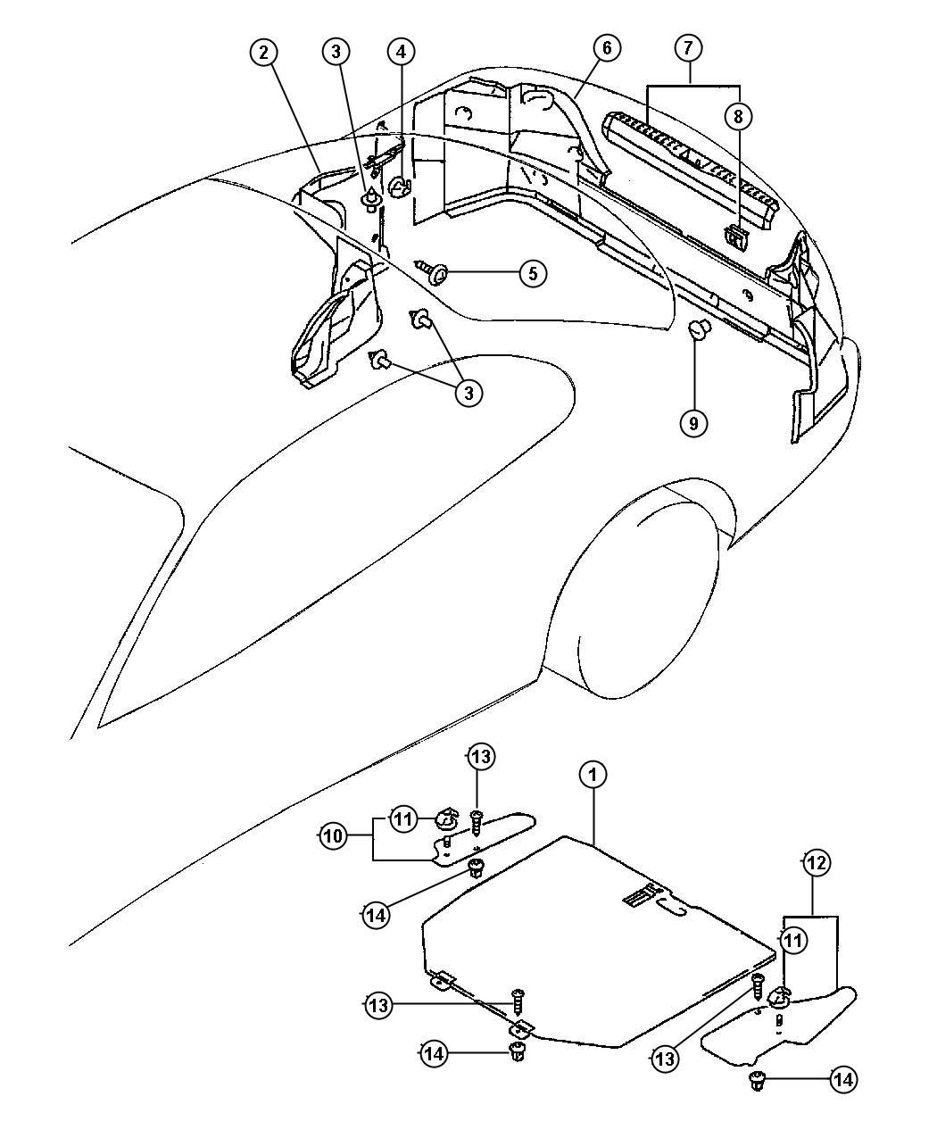 Diagram Cargo Area Trim - Avenger - Sebring. for your 2000 Chrysler 300  M 