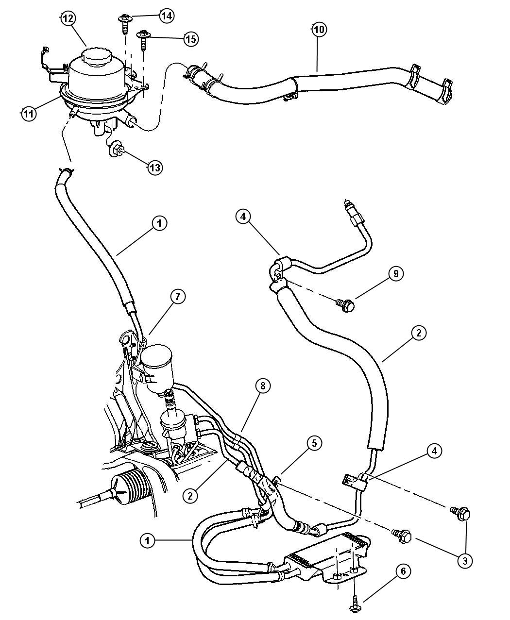 Diagram Hoses, Power Steering, 3.3L/3.8L Engine. for your Chrysler