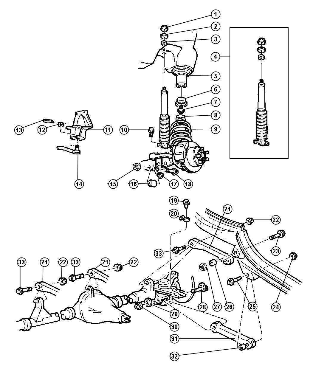 Diagram Suspension,Front,Springs,Control Arms,Shocks and Track Bar. for your Jeep Wrangler  