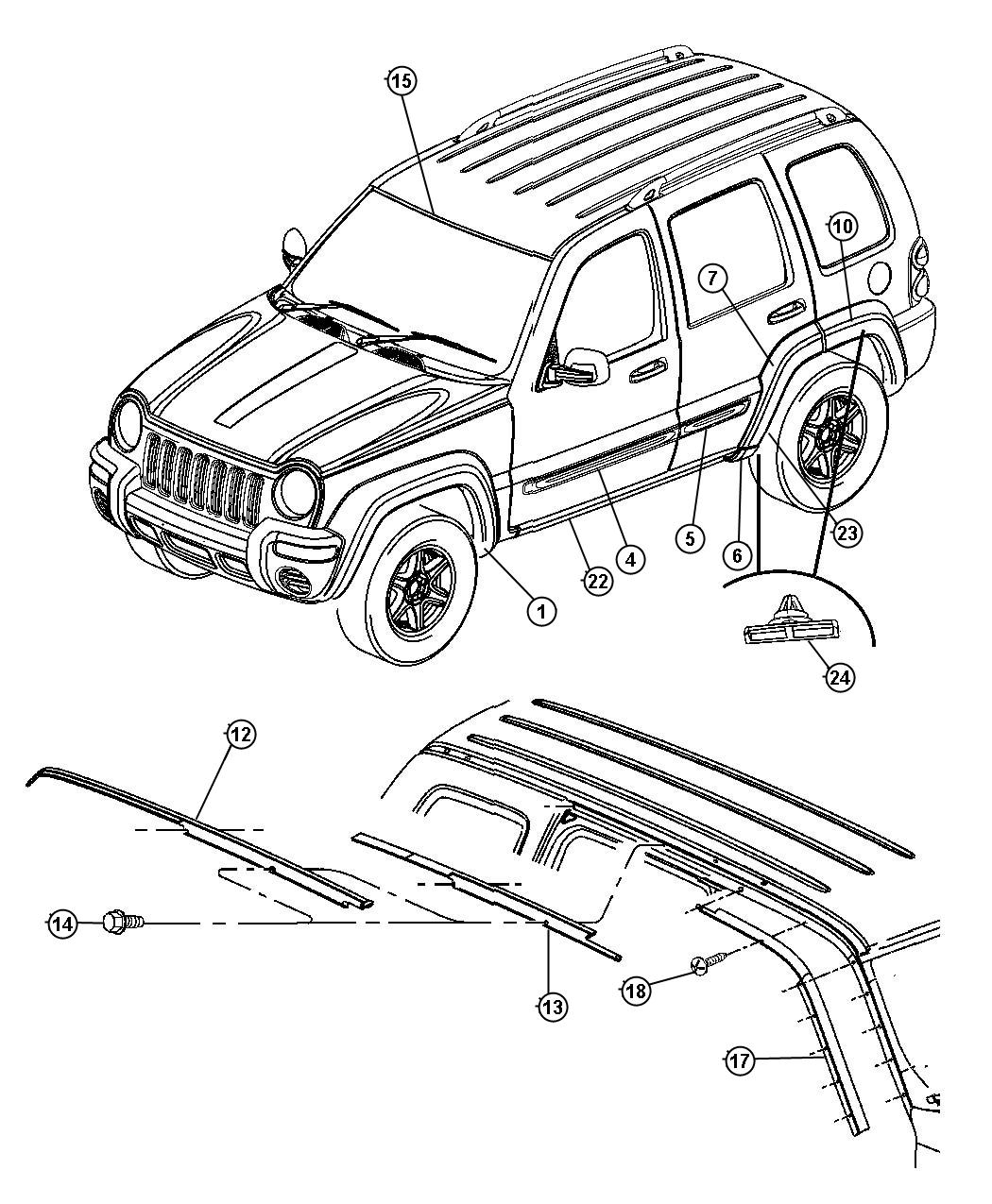 Moldings, Body Side. Diagram