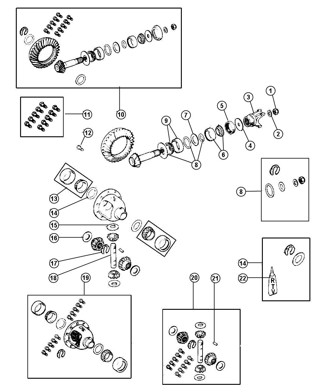 Diagram Differential,Front Axle. for your Jeep Wrangler  