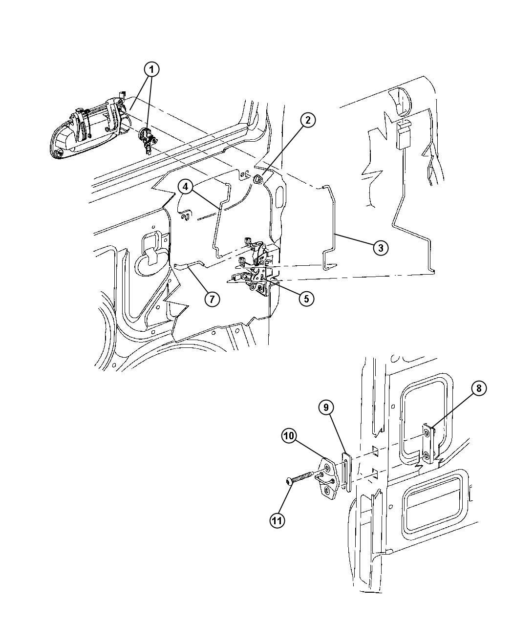 Diagram Door, Front Lock And Controls. for your 1999 Chrysler 300  M 