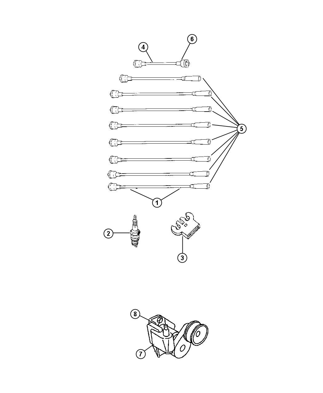 Diagram Spark Plugs--Cables--Coils. for your Dodge