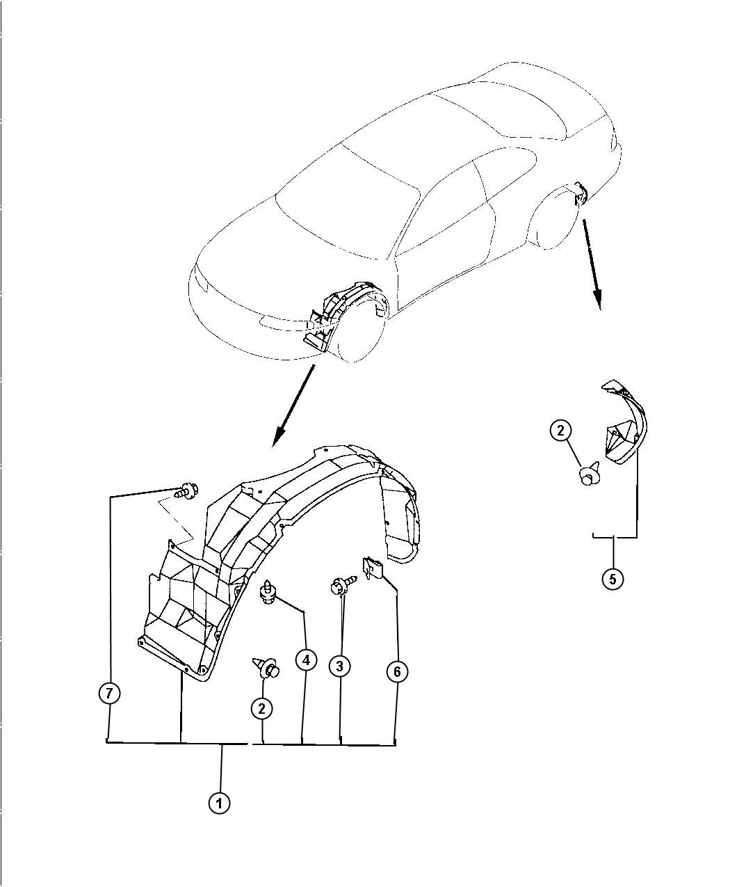 Diagram Splash Shields, Sebring. for your Chrysler 300 M 