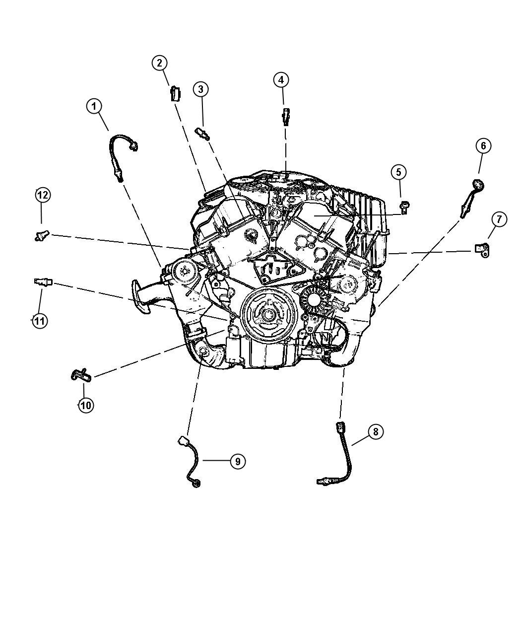 Diagram Sensors, Engine [[2.7 2.7L V6 DOHC 24 Valve MPI Engine]]. for your Dodge