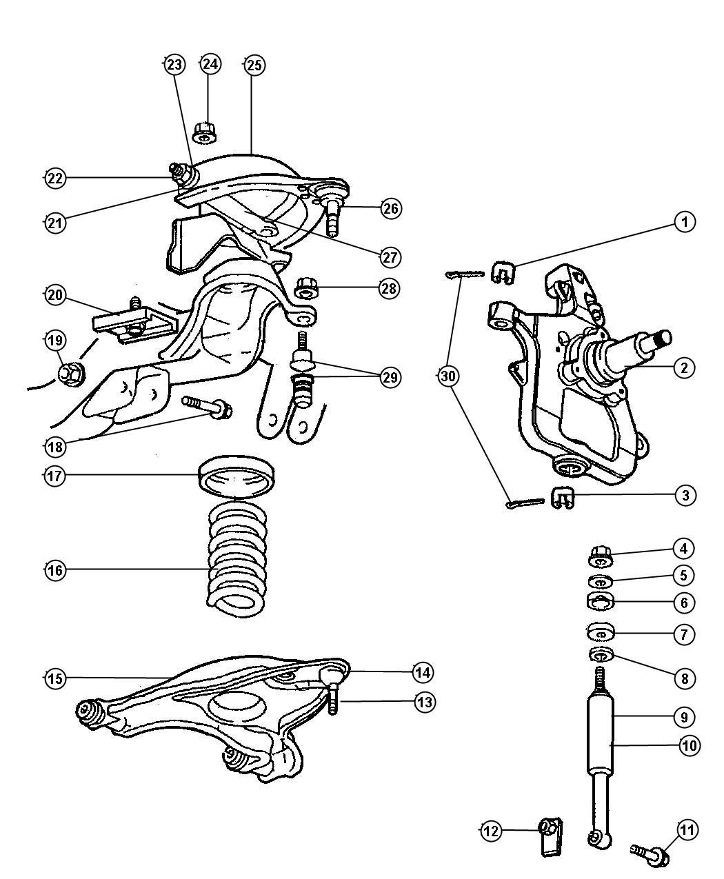 Upper and Lower Control Arms,Spring and Shock BT 1,2 and BT 3 With [GVW RATING - 11600#] Suspension. Diagram