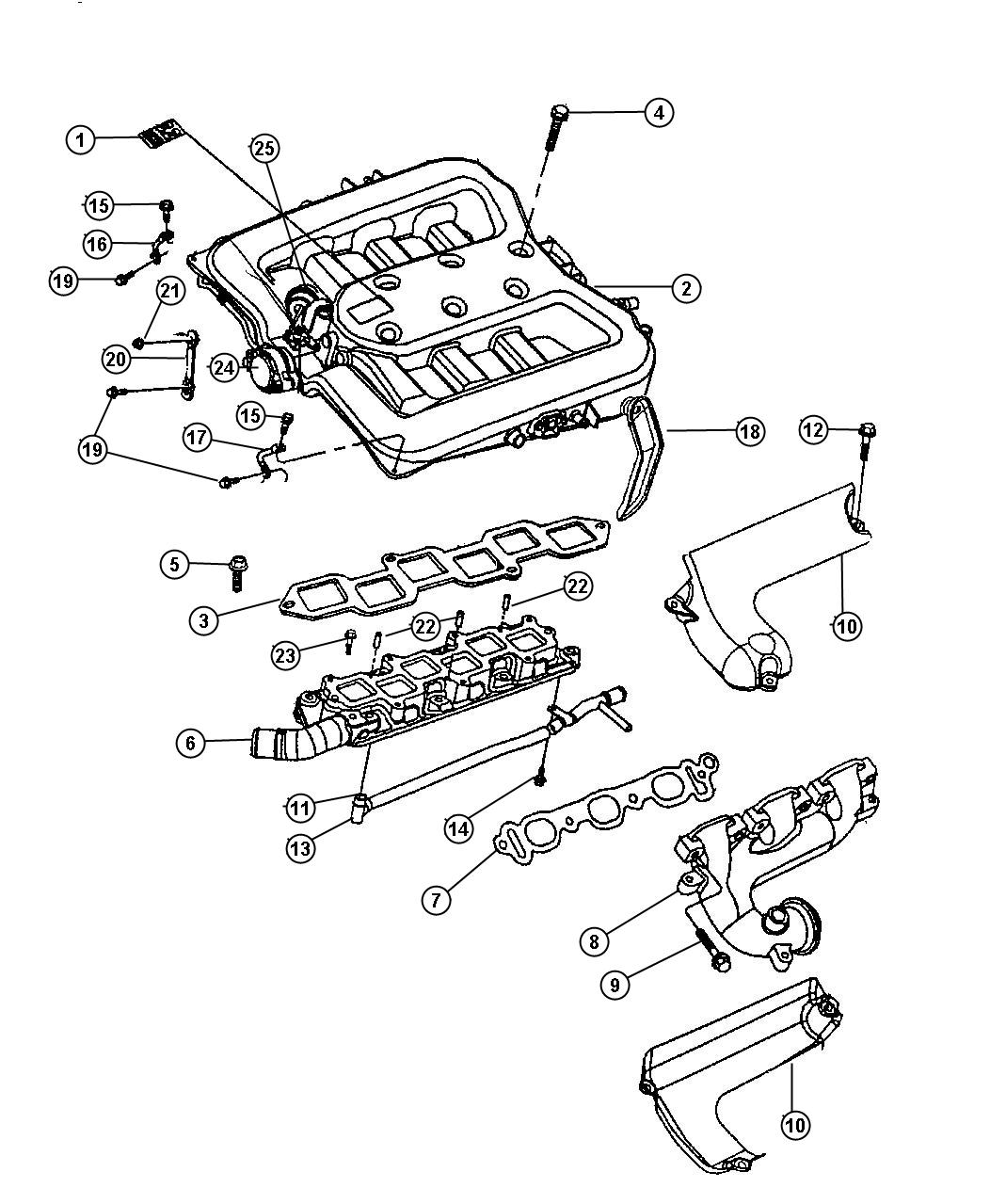 Diagram Manifold, Intake and Exhaust 3.5L Engine. for your Chrysler