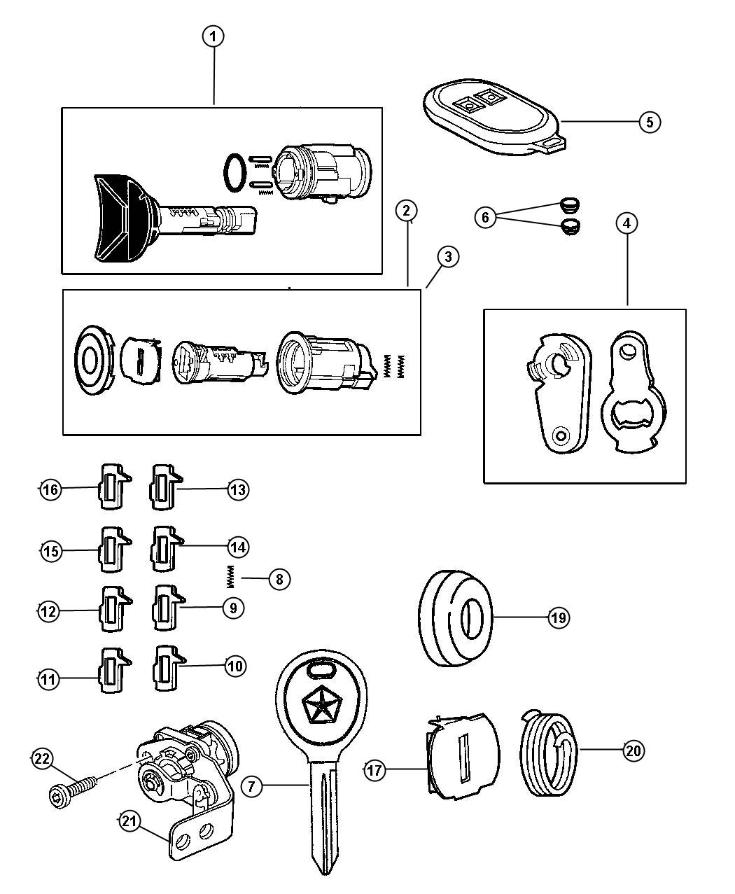 Diagram Lock Cylinder and Keys. for your 2013 Jeep