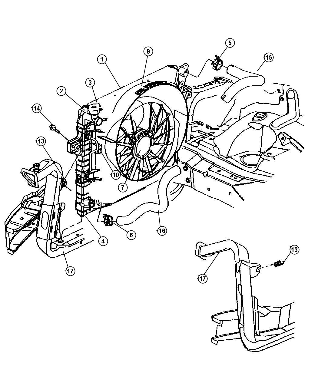 Diagram Radiator and Related Parts 4.0L Engine. for your Chrysler 300  M