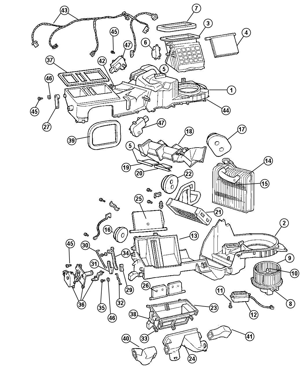 Diagram HEVAC with Auto Temp Control, LHD. for your Jeep Grand Cherokee  