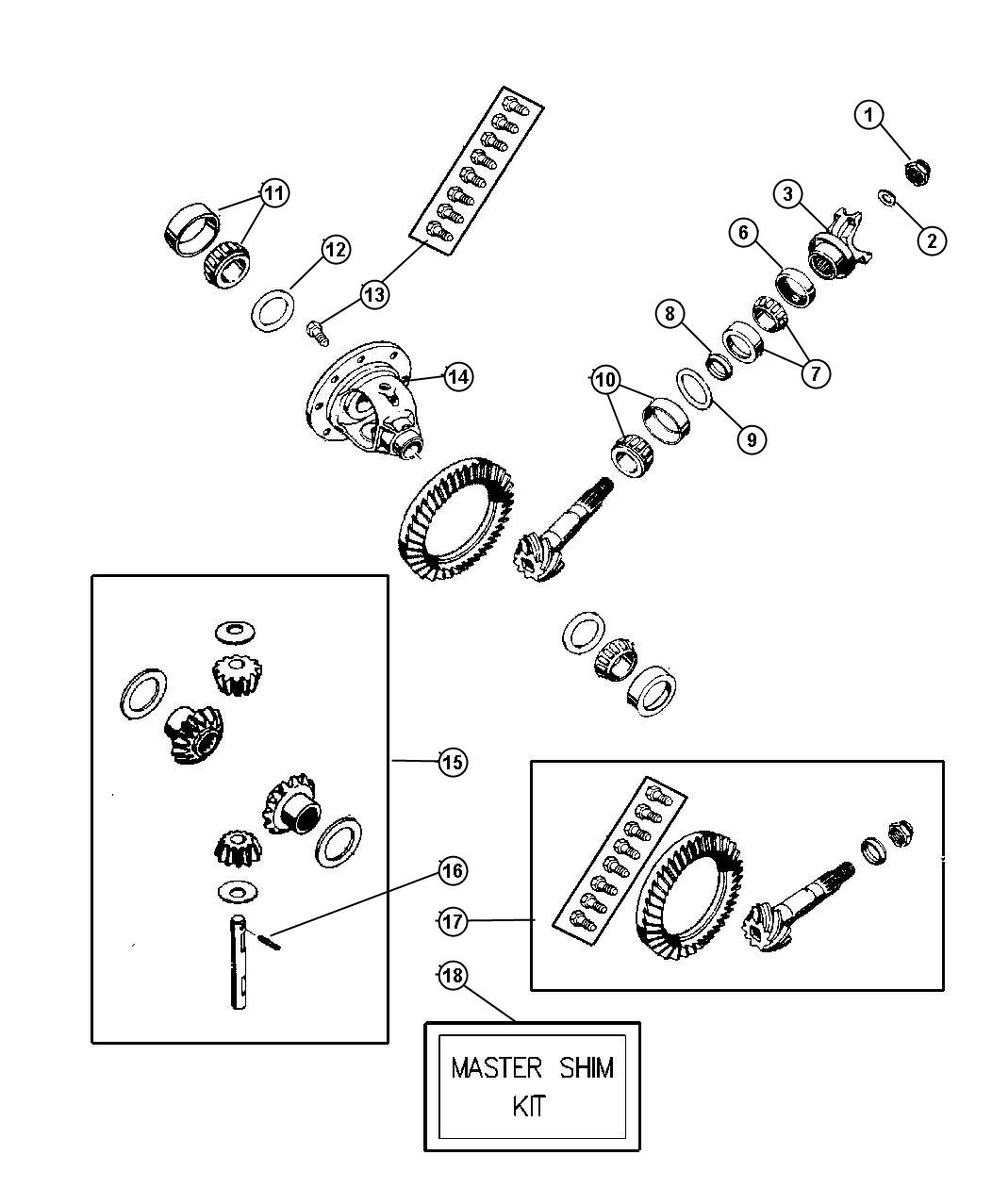 Diagram Differential,Without Vari-Lok Progressive [VARI-LOK PROGRESSIVE REAR AXLE],Dana 44/226MM [Axle - Rear, Dana 44/226MM]. for your 2002 Jeep Grand Cherokee 4.0L Power Tech I6 Limited 