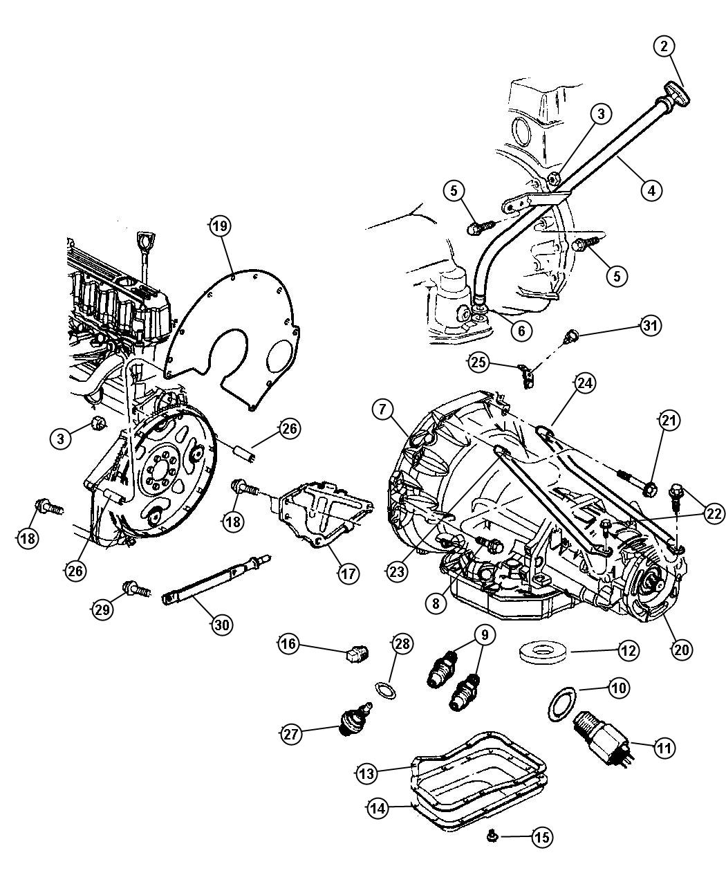 Diagram Case and Related Parts [42RE] [4-SPD. AUTOMATIC 42RE TRANSMISSION]. for your Jeep Grand Cherokee  