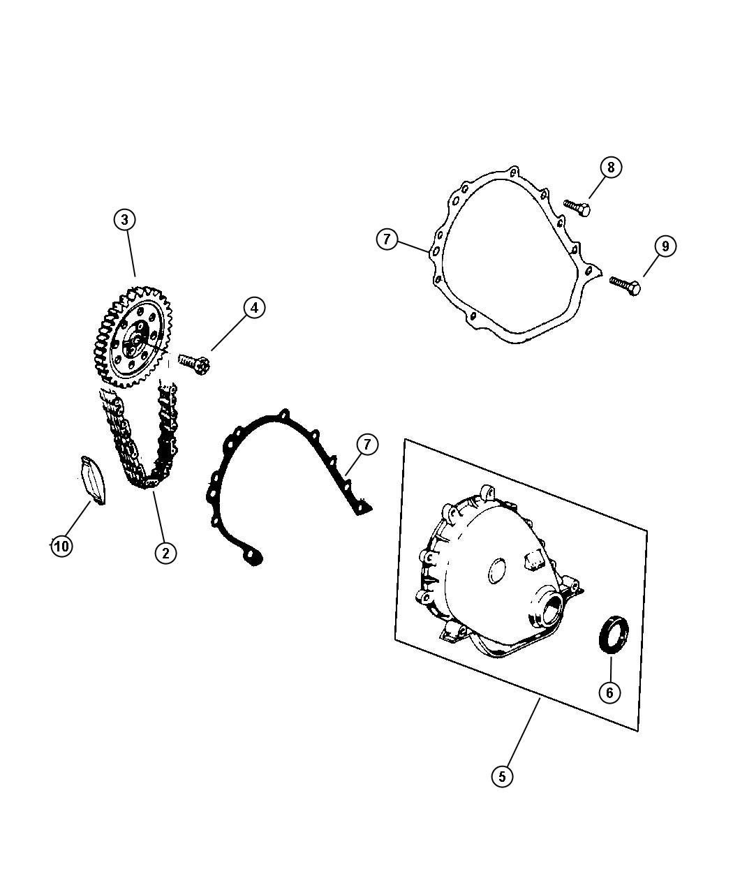 Diagram Timing Belt and Cover, 4.0 [Engine - 4.0L Power Tech I-6]. for your 1999 Chrysler 300  M 