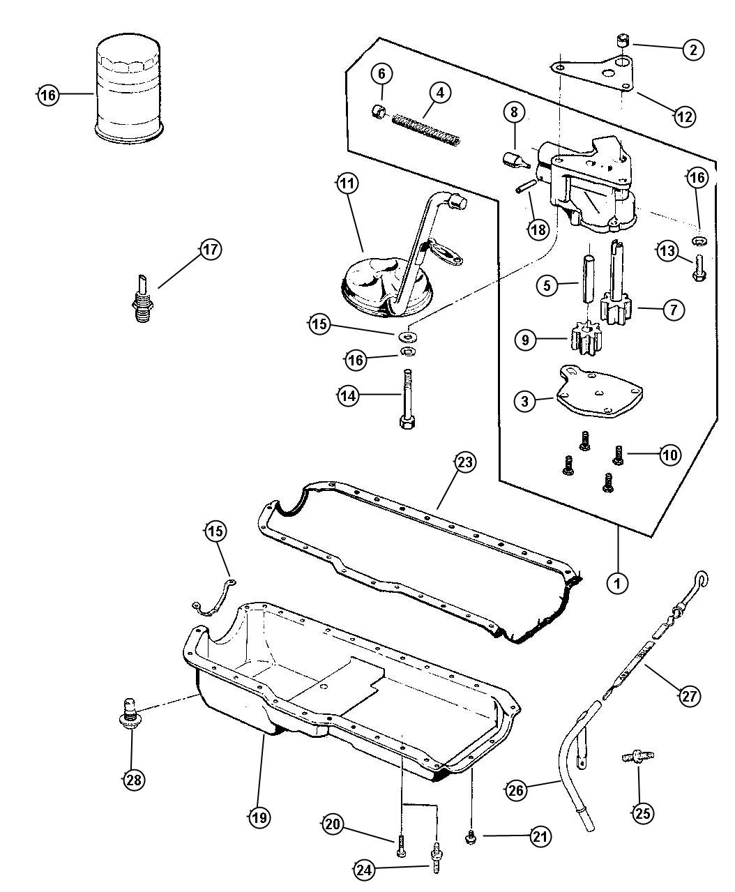 Engine Oiling, 4.0 [Engine - 4.0L Power Tech I-6]. Diagram