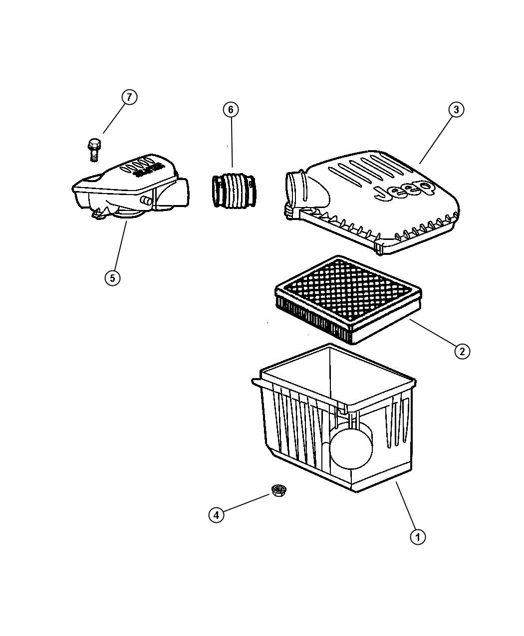 Diagram Air Cleaner, 4.0 [Engine - 4.0L Power Tech I-6]. for your Jeep Grand Cherokee  