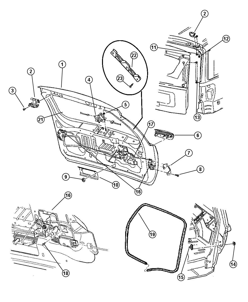 Diagram Liftgate, Latch and Hinges. for your Jeep