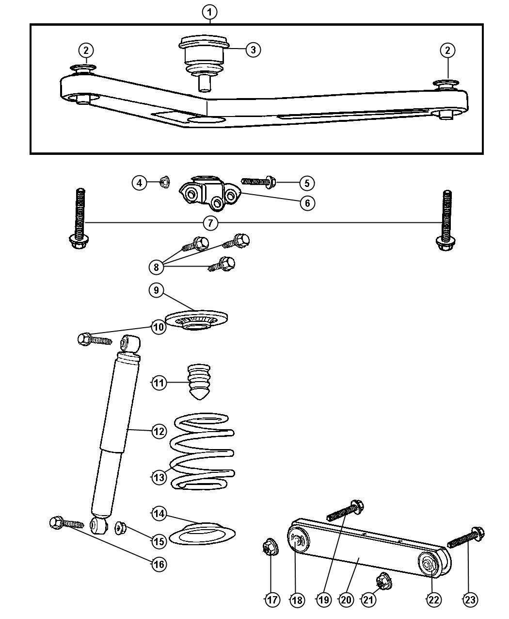 Diagram Suspension,Rear and Shock. for your 2000 Dodge Grand Caravan   