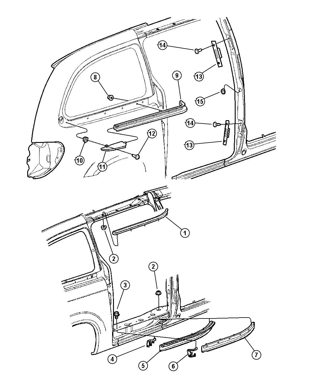 Diagram Body Pillar - Sliding Door. for your Dodge Grand Caravan  