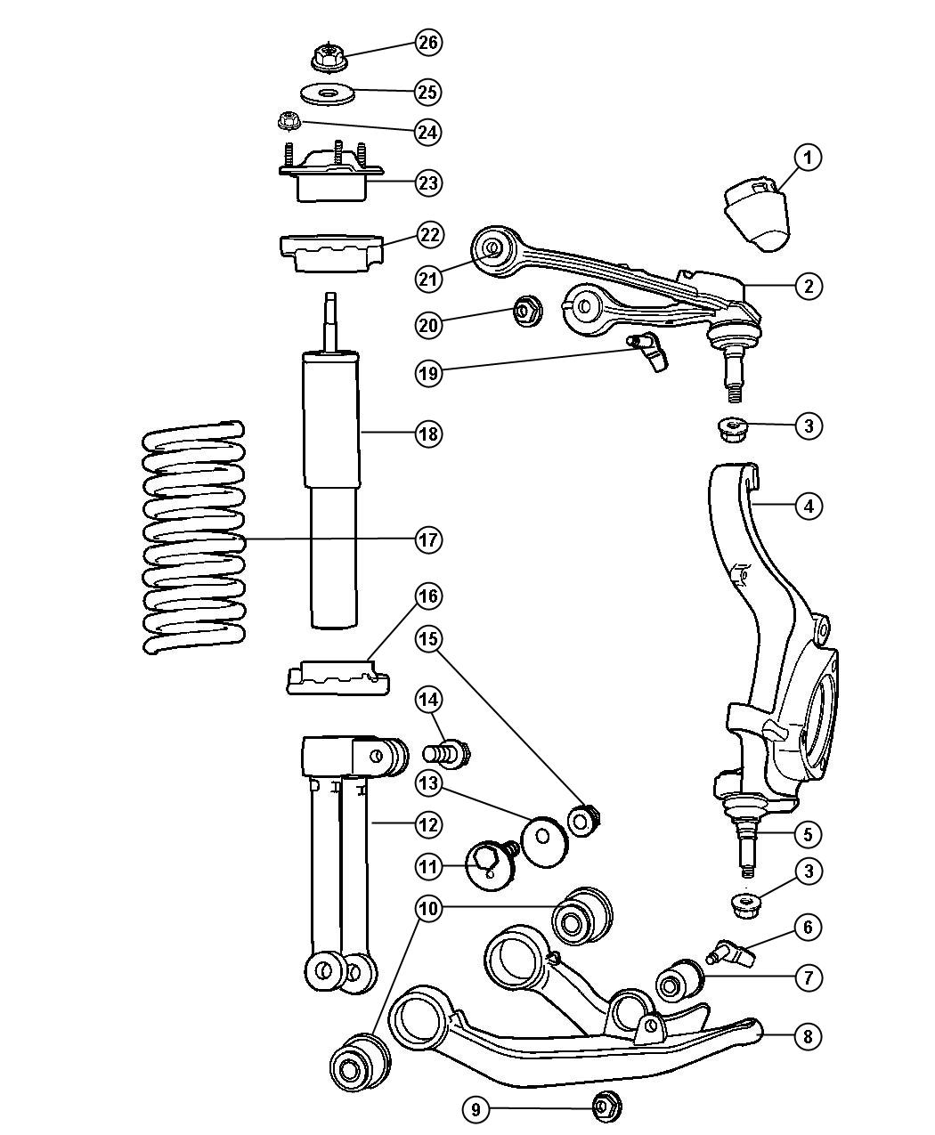 Suspension, Front and Strut. Diagram