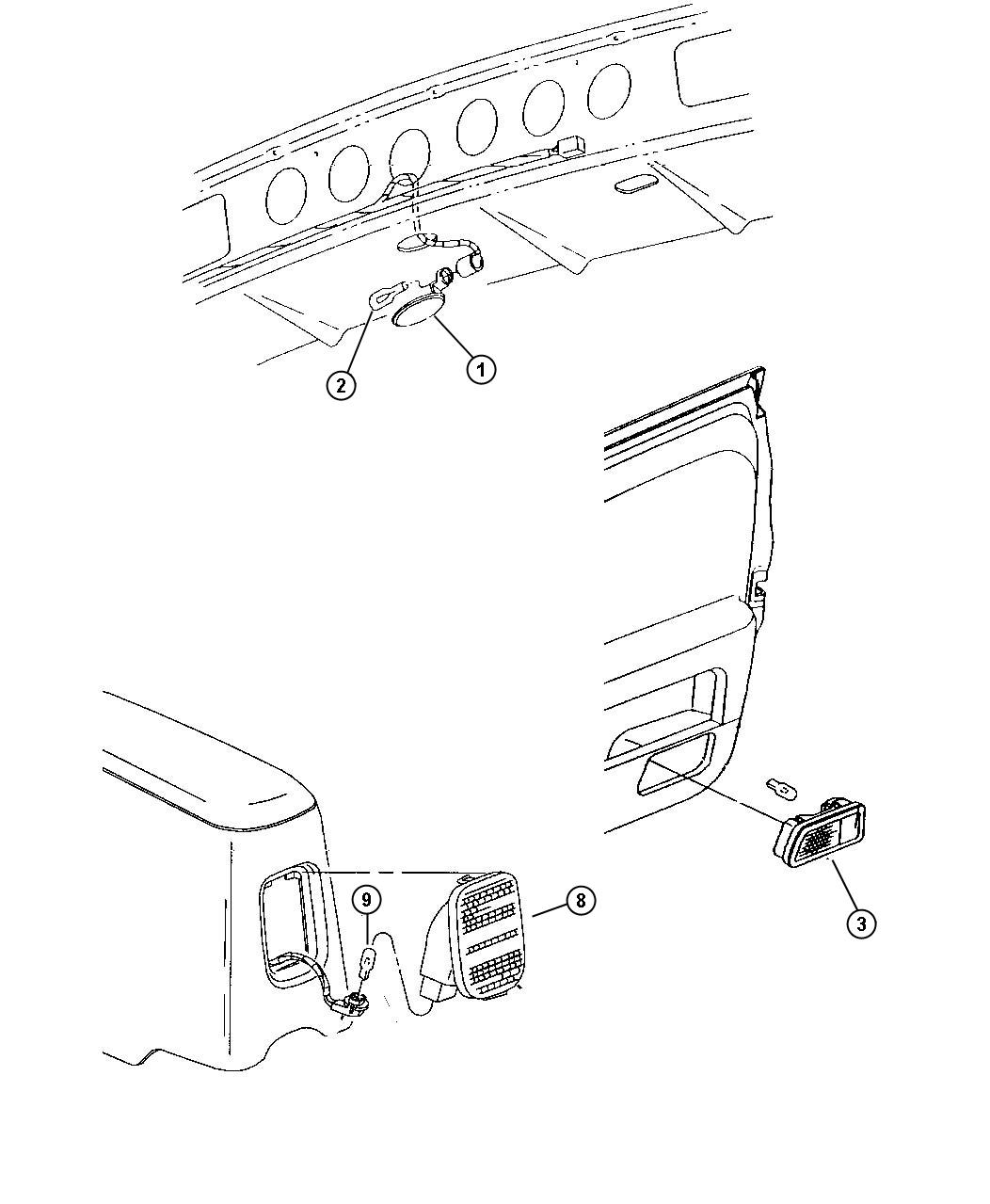 Diagram Lamps-Cargo, Dome, Courtesy and Trunk. for your Dodge