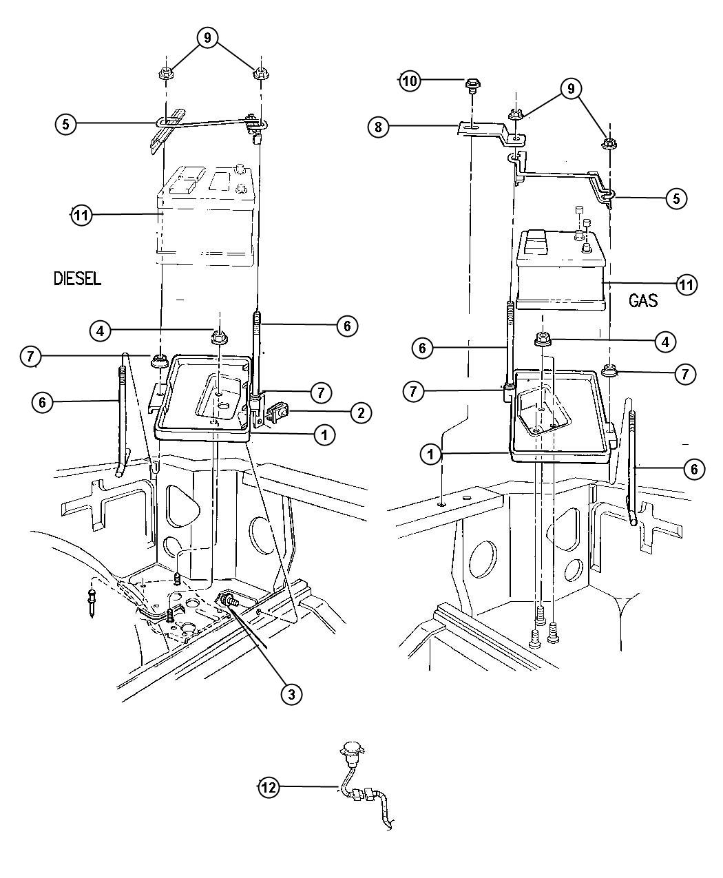 Diagram Battery Tray. for your Jeep