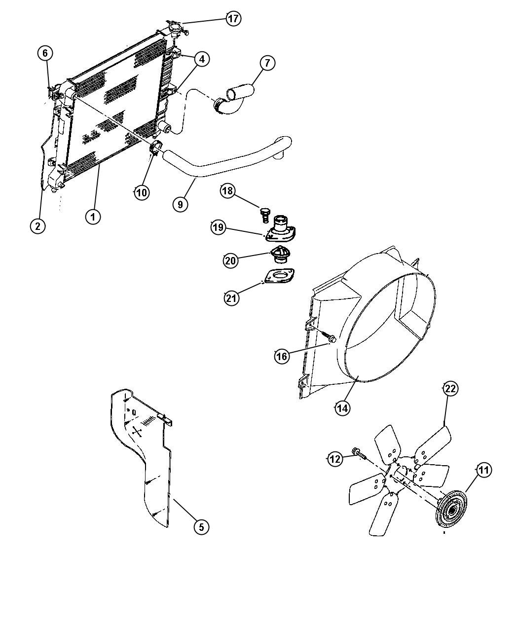 Diagram Radiator And Related Parts 3.9L Engine. for your 2000 Chrysler 300  M 