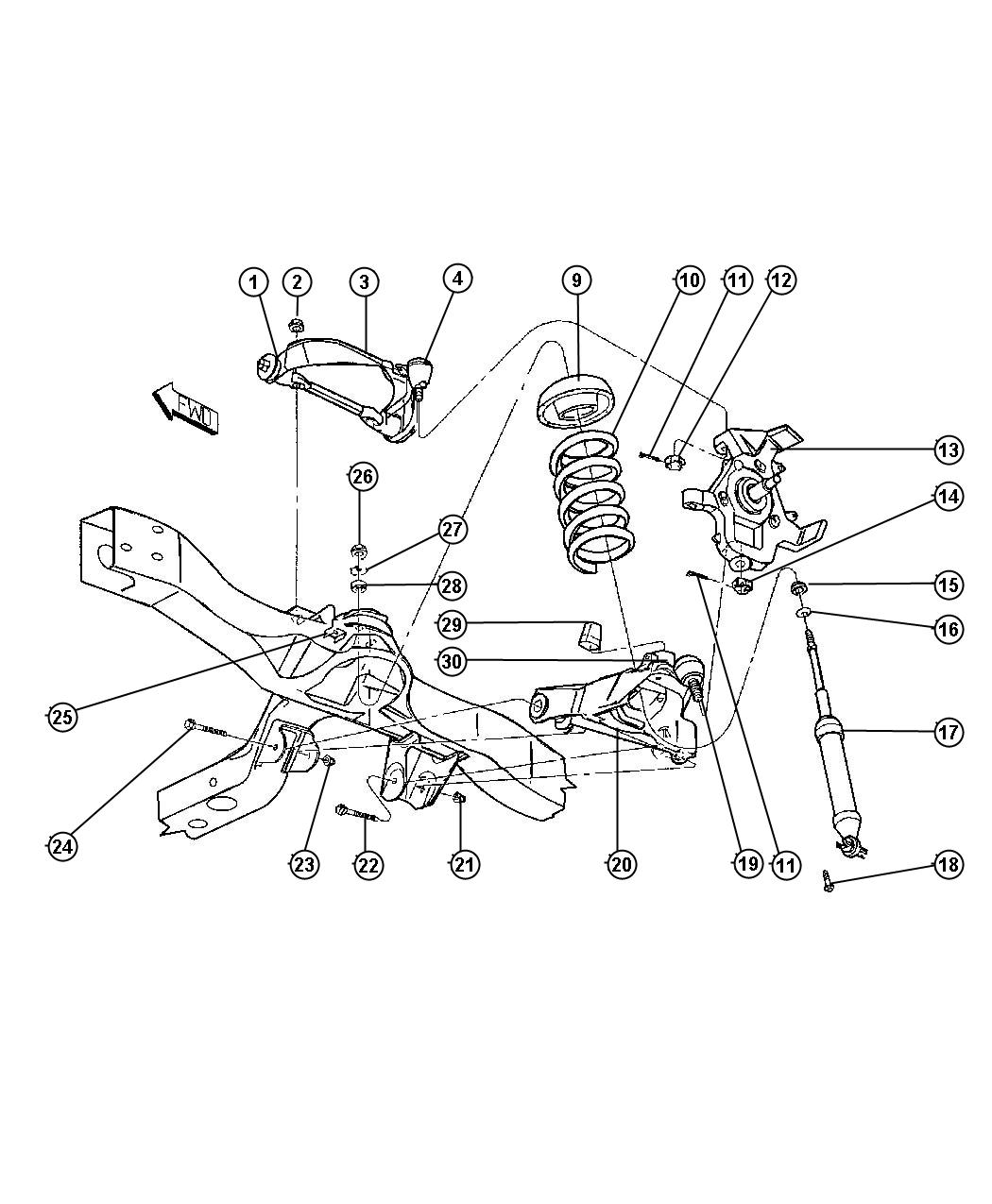 Diagram Suspension,Front,Control Arms,Springs,Shocks,Knuckles-AN 1. for your 2004 Chrysler 300  M 