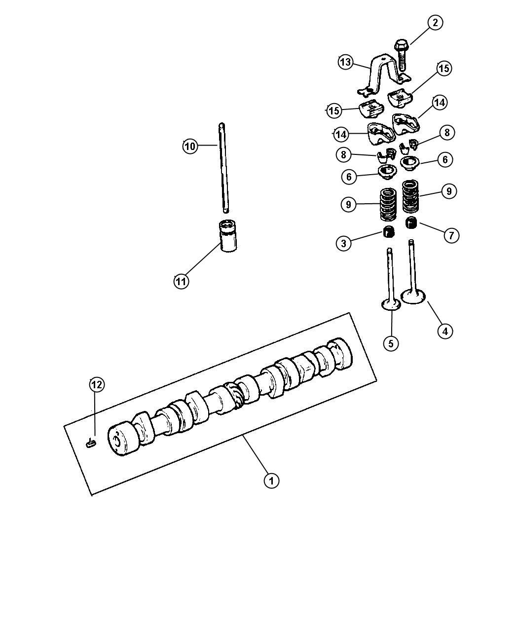 Diagram Camshaft and Valves, 2.5L [Engine - 2.5L Power Tech I-4]. for your 2000 Chrysler 300  M 