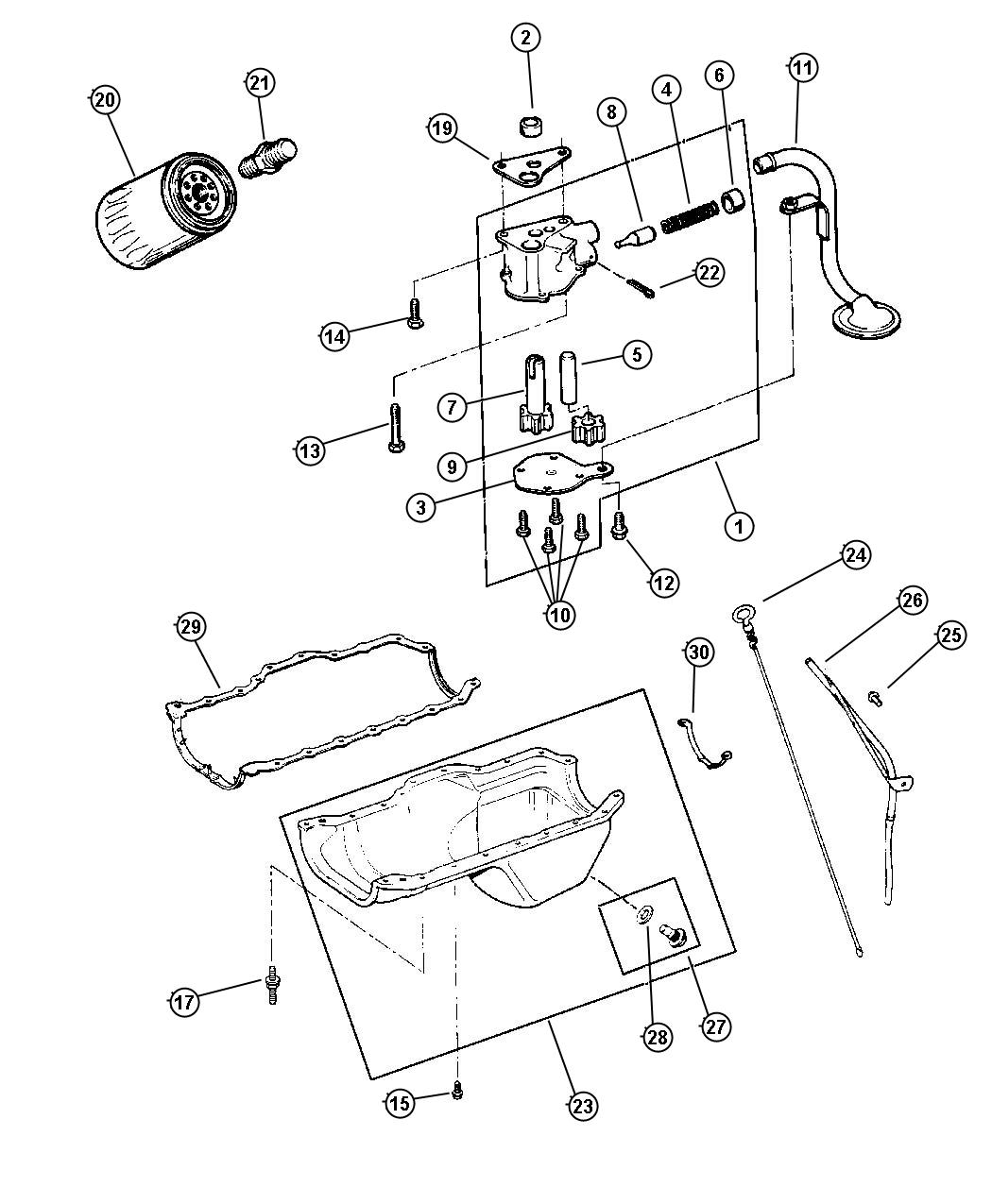 Diagram Engine Oiling, 2.5L [2.5L I4 SMPI ENGINE]. for your Dodge