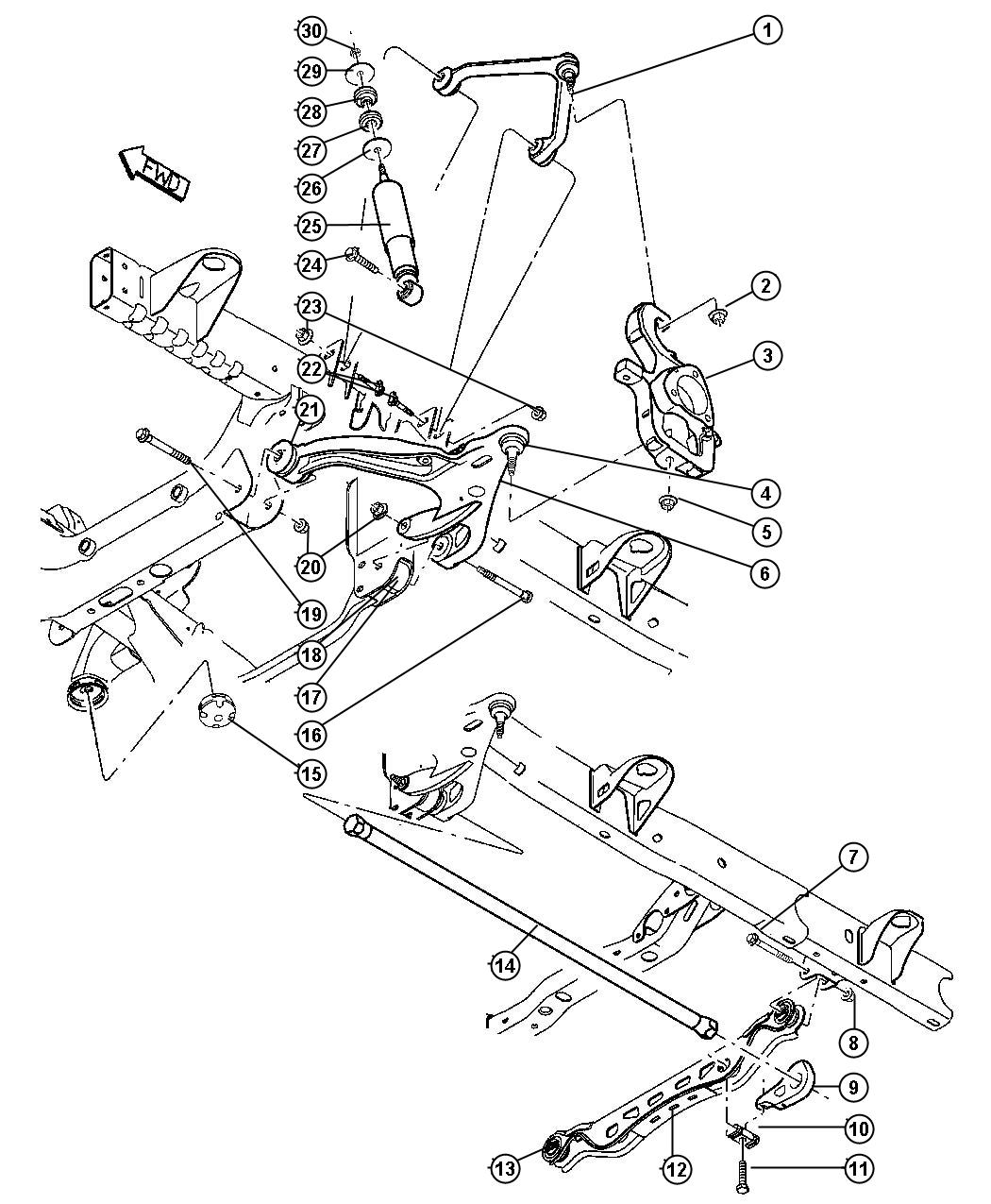 Diagram Upper and Lower Control Arms,Torsion Bars,and Shocks,DR 6. for your Dodge