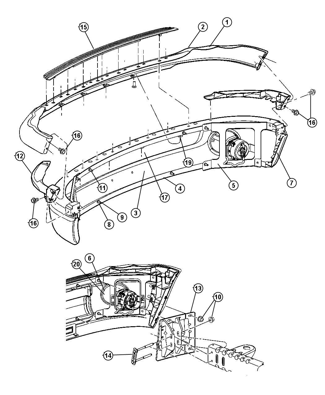 Diagram Bumper, Front. for your Dodge Ram 1500  