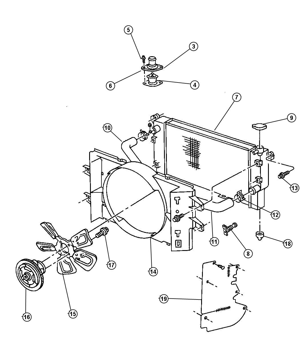 Diagram Radiator and Related Parts. for your 2000 Chrysler 300  M 