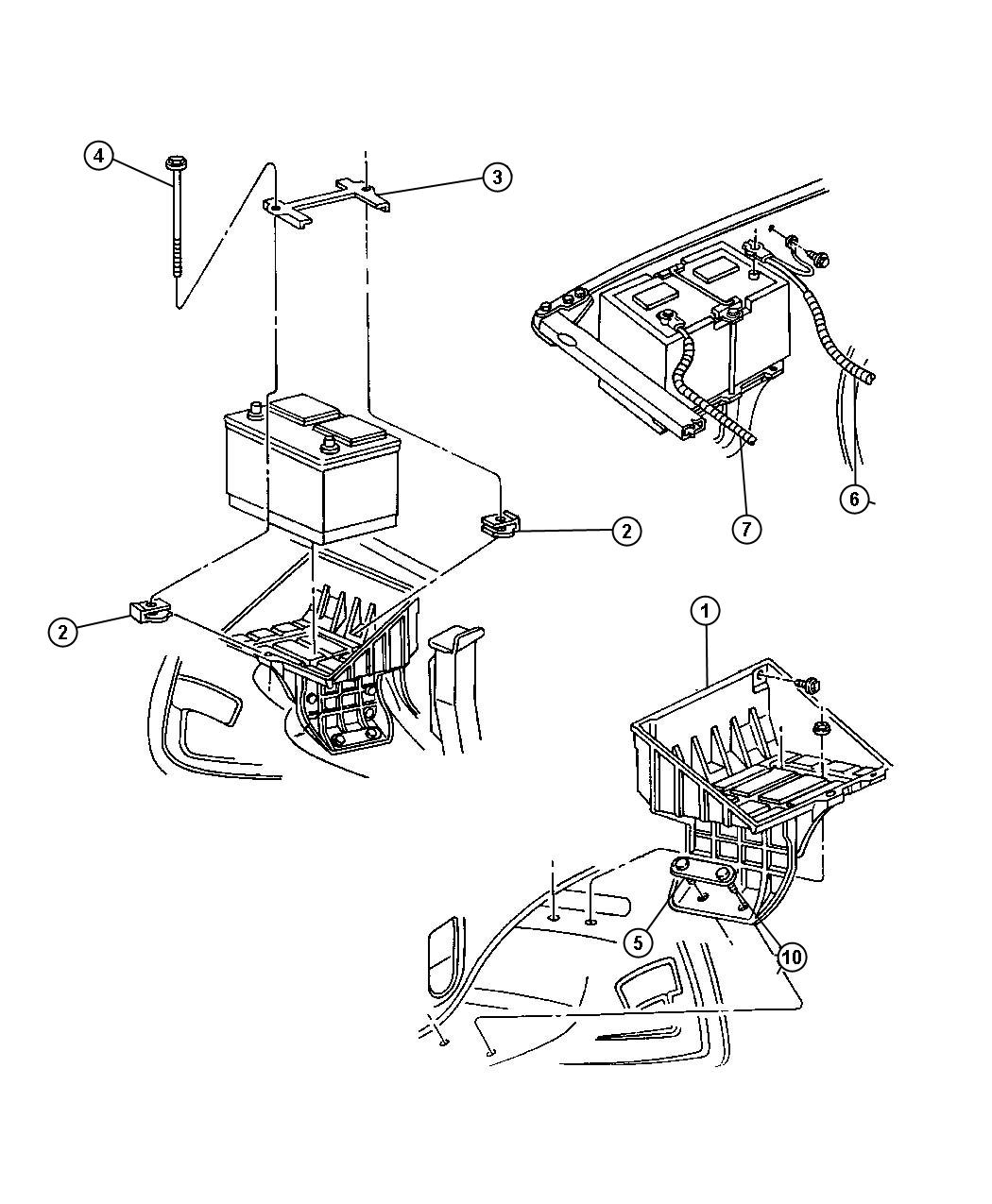 Diagram Battery Tray and Cables. for your 1997 Dodge Ram 2500   