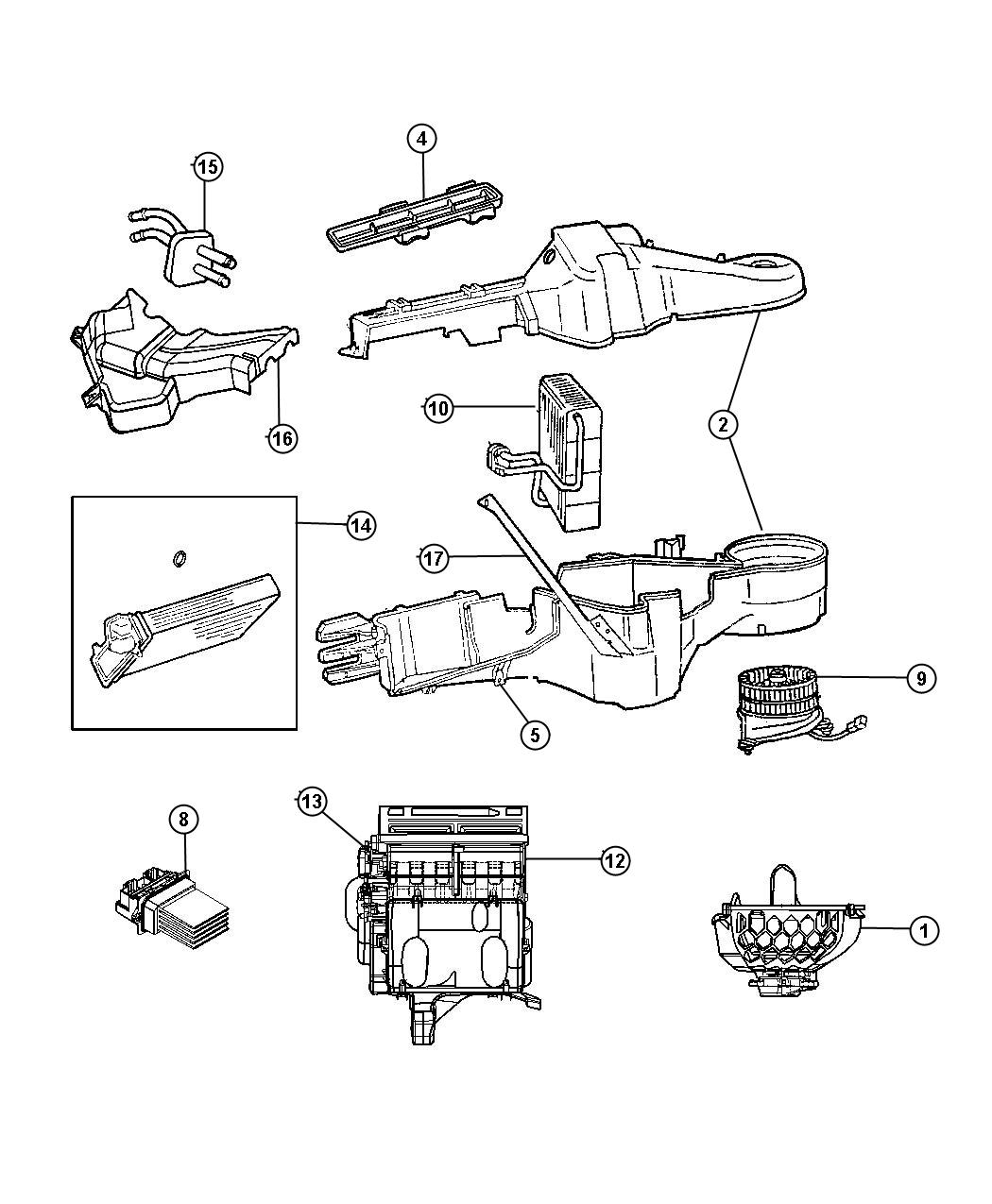 Diagram Air Conditioning and Heater, ATC with Zone [ATC - W/3 Zone Temp Control]. for your 2022 Jeep Cherokee   