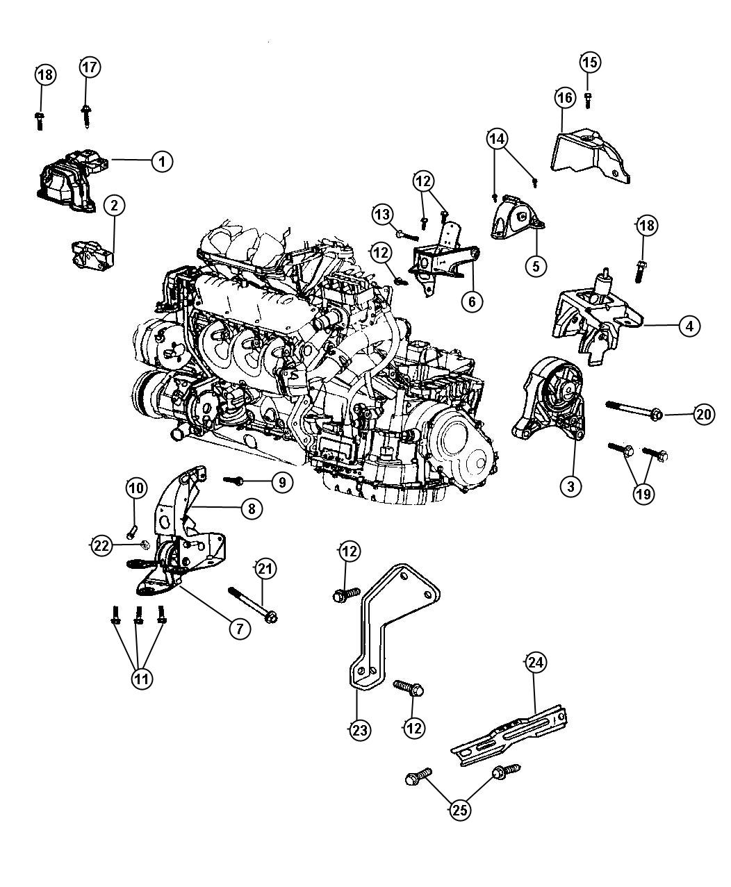 Diagram Engine Mounts 3.3L-3.8L [Engine - 3.3L V6 SMPI],[3.8L V6 OHV ENGINE],[3.3L V6 OHV FFV ENGINE]. for your 2013 Chrysler Town & Country   