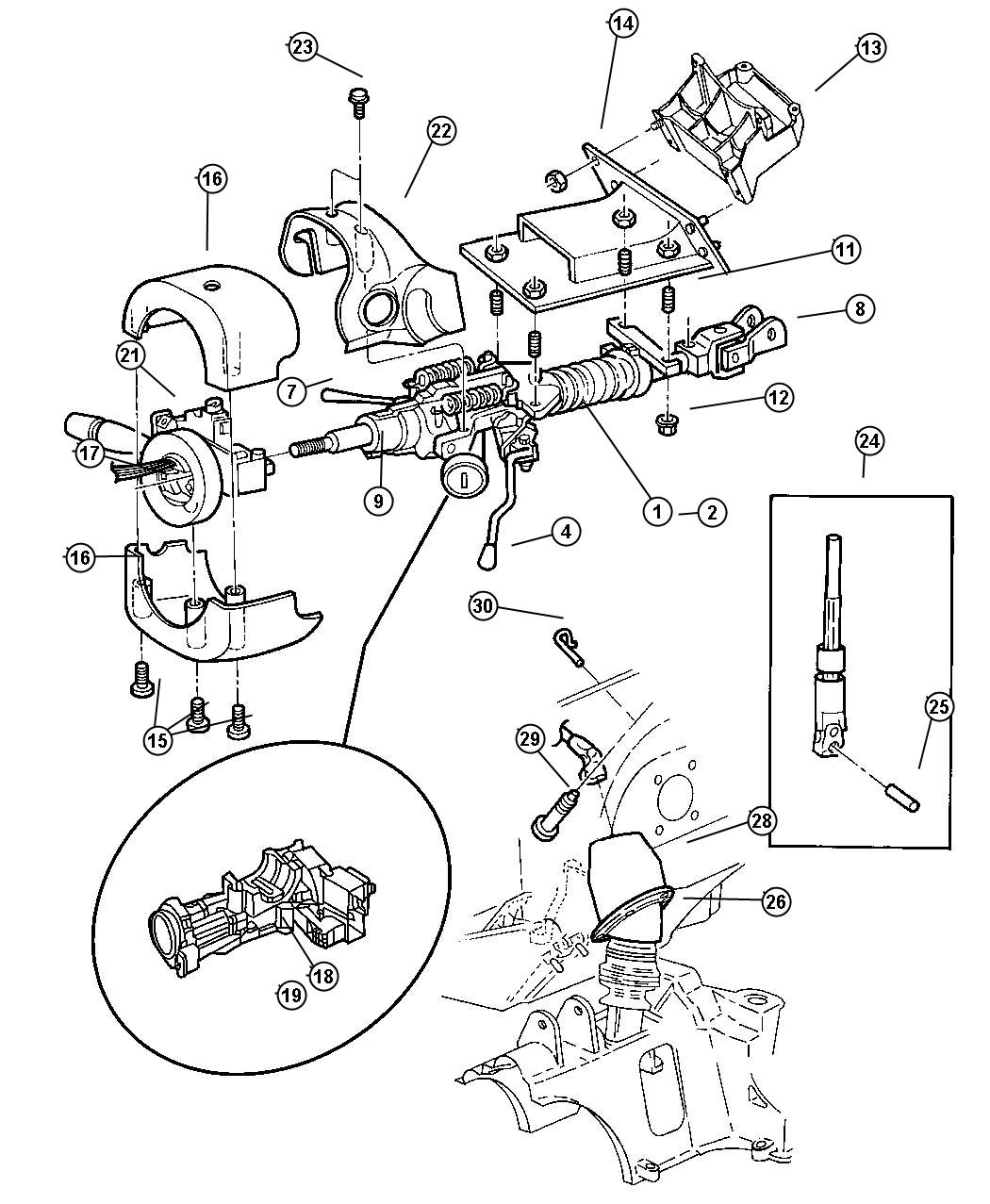 Diagram Column, Steering Upper and Lower. for your Dodge Grand Caravan  