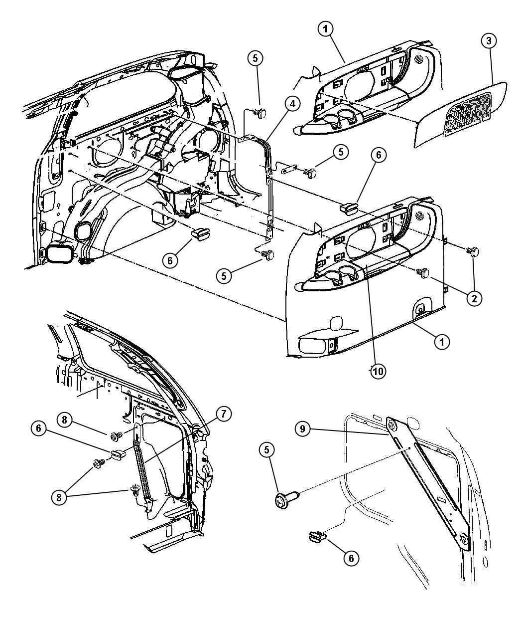 Diagram Quarter Panel - Right. for your 2008 Dodge Grand Caravan   