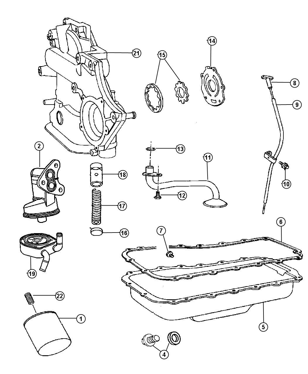Diagram Engine Oiling 3.8L[Engine - 3.8L V6 SMPI]. for your 2002 Chrysler Town & Country EX  